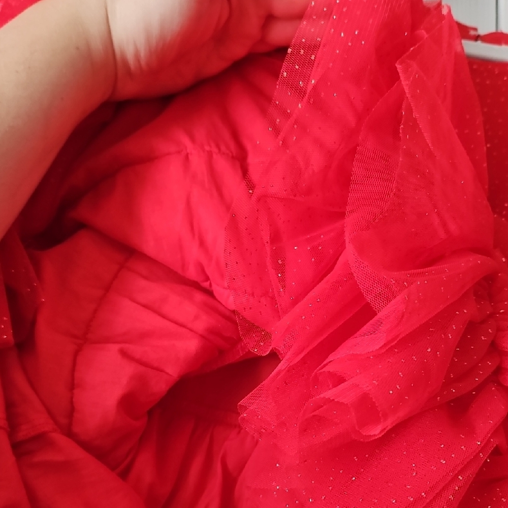 Red Ruffled Kids Tulle Dress - Picture 12 of 14